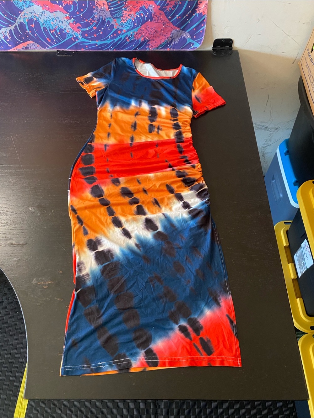 Tie-Dye Short Sleeve Maxi Dress - Multicolor